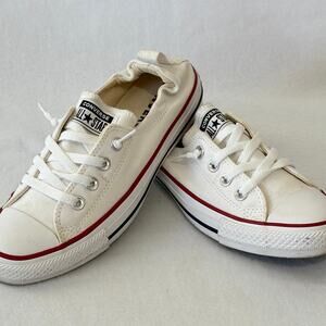 Converse Shoes Womens 8 White Red Canvas Pull On All Star Skateboarding Sneaker